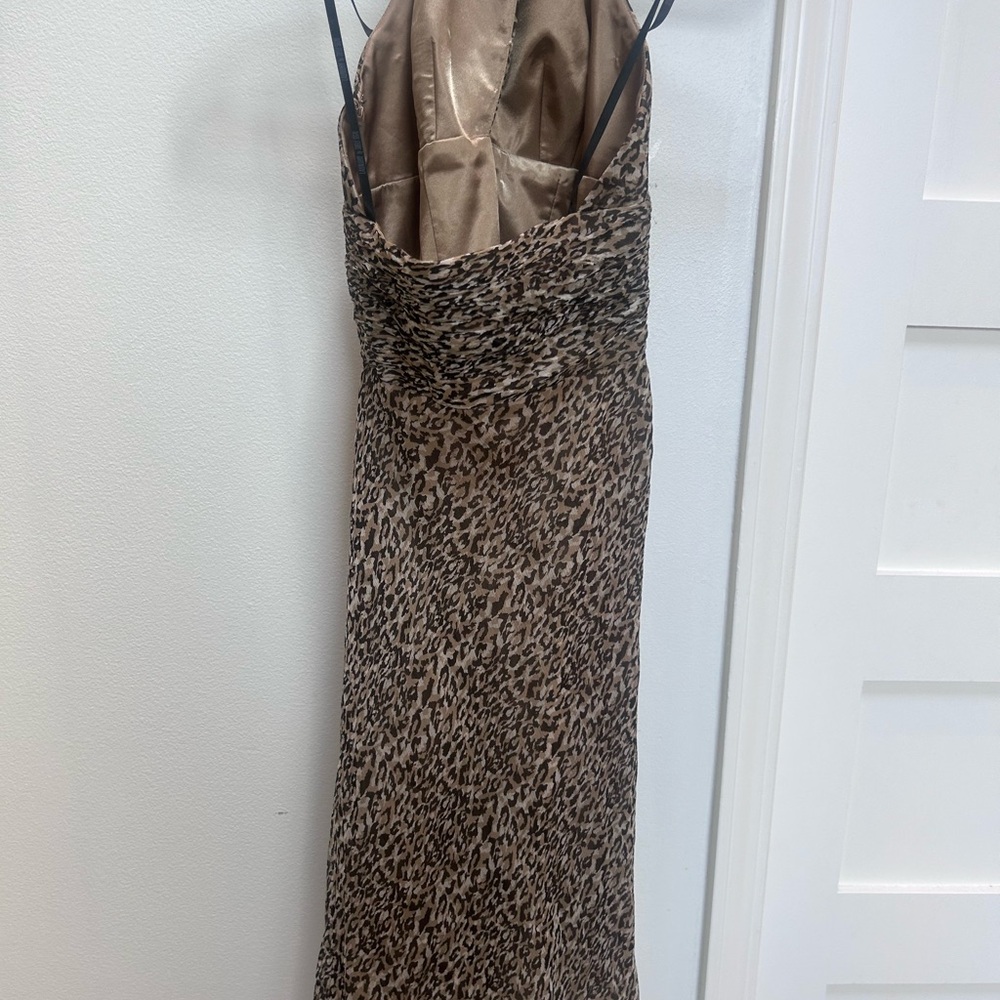 Silk Chiffon Leopard Print Halter Dress Y2K - Picture 3 of 8